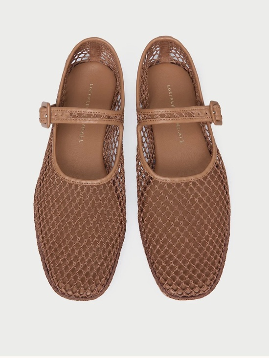 Loeffler Randall Shoes - Loeffler Randall Brown Rita Mary Jane Netted Flats 10